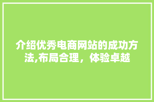 介绍优秀电商网站的成功方法,布局合理，体验卓越 介绍优秀电商网站的成功方法,布局合理，体验卓越 搜狗SEO