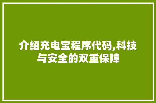 介绍充电宝程序代码,科技与安全的双重保障 介绍充电宝程序代码,科技与安全的双重保障 百度SEO