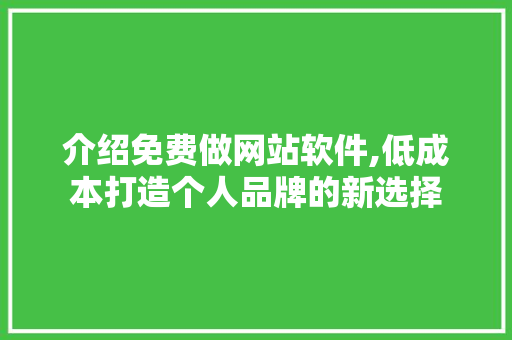 介绍免费做网站软件,低成本打造个人品牌的新选择 介绍免费做网站软件,低成本打造个人品牌的新选择 SEO关键词