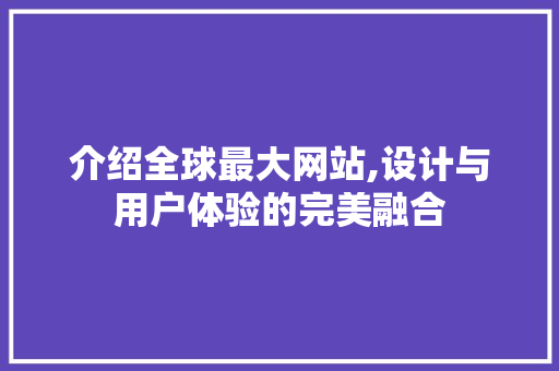 介绍全球最大网站,设计与用户体验的完美融合 介绍全球最大网站,设计与用户体验的完美融合 SEO关键词