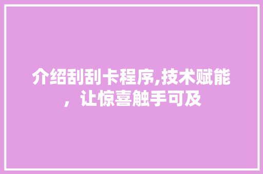 介绍刮刮卡程序,技术赋能，让惊喜触手可及 介绍刮刮卡程序,技术赋能，让惊喜触手可及 必应SEO
