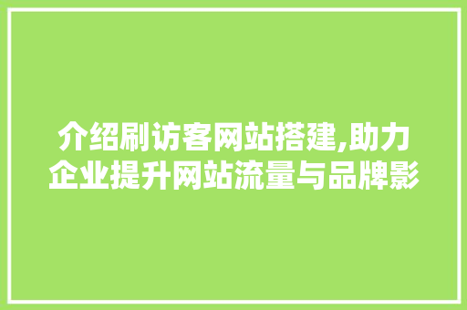 介绍刷访客网站搭建,助力企业提升网站流量与品牌影响力 介绍刷访客网站搭建,助力企业提升网站流量与品牌影响力 神马SEO