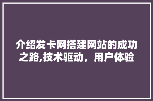 介绍发卡网搭建网站的成功之路,技术驱动，用户体验至上 介绍发卡网搭建网站的成功之路,技术驱动，用户体验至上 必应SEO