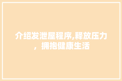 介绍发泄屋程序,释放压力，拥抱健康生活 介绍发泄屋程序,释放压力，拥抱健康生活 必应SEO