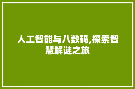 人工智能与八数码,探索智慧解谜之旅 人工智能与八数码,探索智慧解谜之旅 网站建设公司