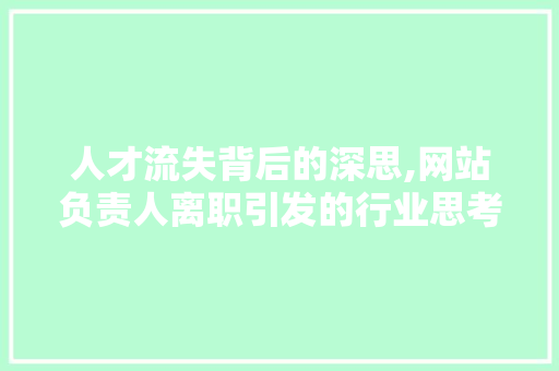 人才流失背后的深思,网站负责人离职引发的行业思考 人才流失背后的深思,网站负责人离职引发的行业思考 神马SEO