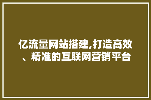 亿流量网站搭建,打造高效、精准的互联网营销平台 亿流量网站搭建,打造高效、精准的互联网营销平台 SEO关键词