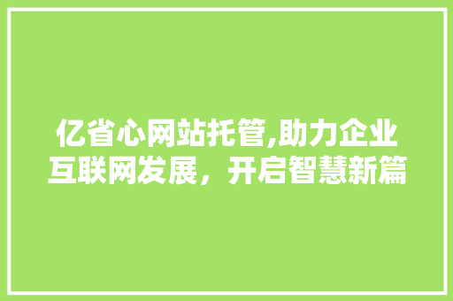 亿省心网站托管,助力企业互联网发展，开启智慧新篇章 亿省心网站托管,助力企业互联网发展，开启智慧新篇章 必应SEO
