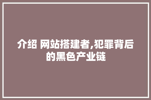 介绍 网站搭建者,犯罪背后的黑色产业链 介绍 网站搭建者,犯罪背后的黑色产业链 必应SEO
