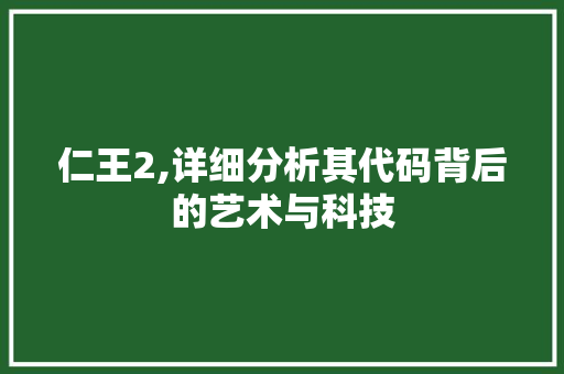 仁王2,详细分析其代码背后的艺术与科技 仁王2,详细分析其代码背后的艺术与科技 搜狗SEO