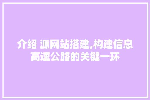 介绍 源网站搭建,构建信息高速公路的关键一环 介绍 源网站搭建,构建信息高速公路的关键一环 百度SEO