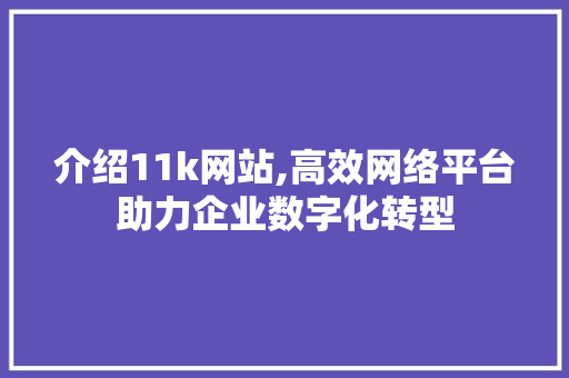 介绍11k网站,高效网络平台助力企业数字化转型 介绍11k网站,高效网络平台助力企业数字化转型 神马SEO
