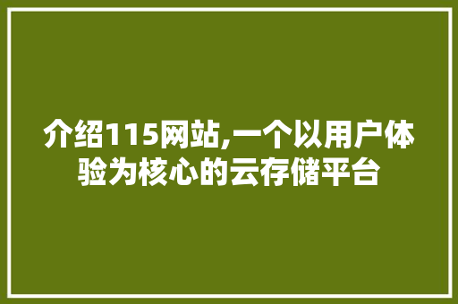 介绍115网站,一个以用户体验为核心的云存储平台 介绍115网站,一个以用户体验为核心的云存储平台 百度SEO