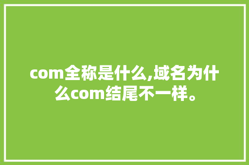 com全称是什么,域名为什么com结尾不一样。 com全称是什么,域名为什么com结尾不一样。 神马SEO