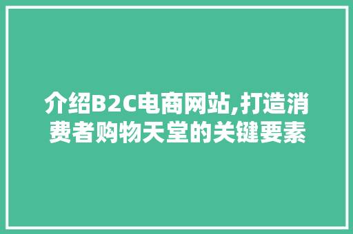 介绍B2C电商网站,打造消费者购物天堂的关键要素 介绍B2C电商网站,打造消费者购物天堂的关键要素 网站建设公司