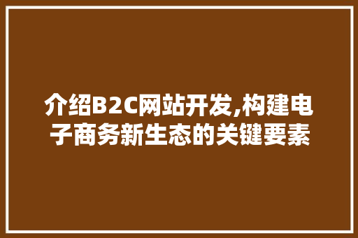 介绍B2C网站开发,构建电子商务新生态的关键要素 介绍B2C网站开发,构建电子商务新生态的关键要素 网站建设公司