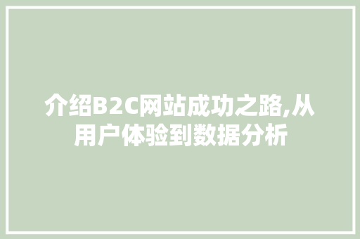 介绍B2C网站成功之路,从用户体验到数据分析 介绍B2C网站成功之路,从用户体验到数据分析 搜狗SEO