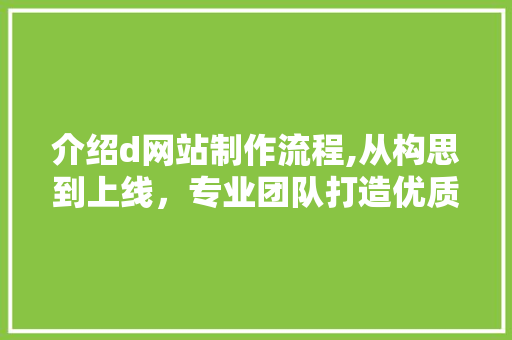 介绍d网站制作流程,从构思到上线，专业团队打造优质网站 介绍d网站制作流程,从构思到上线，专业团队打造优质网站 网站建设公司