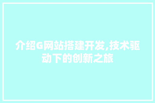 介绍G网站搭建开发,技术驱动下的创新之旅 介绍G网站搭建开发,技术驱动下的创新之旅 神马SEO