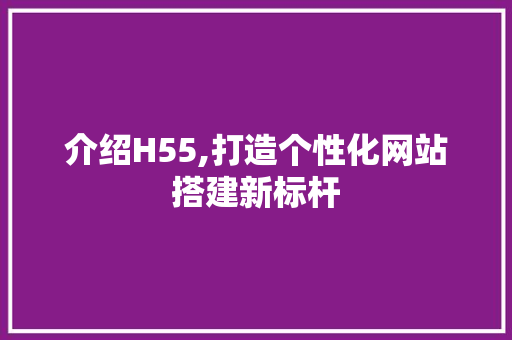 介绍H55,打造个性化网站搭建新标杆 介绍H55,打造个性化网站搭建新标杆 神马SEO