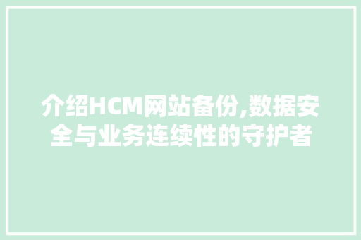 介绍HCM网站备份,数据安全与业务连续性的守护者 介绍HCM网站备份,数据安全与业务连续性的守护者 神马SEO