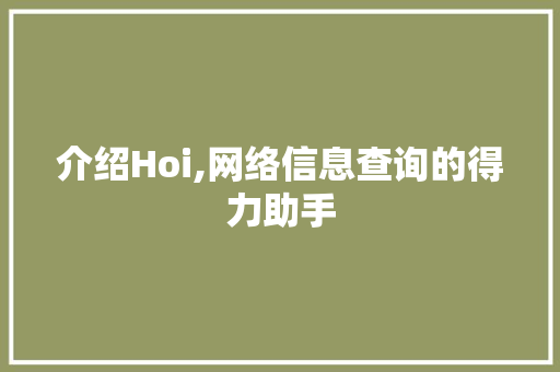介绍Hoi,网络信息查询的得力助手 介绍Hoi,网络信息查询的得力助手 网站建设公司