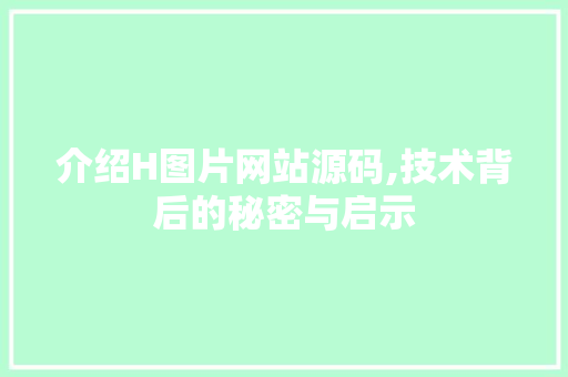 介绍H图片网站源码,技术背后的秘密与启示 介绍H图片网站源码,技术背后的秘密与启示 神马SEO