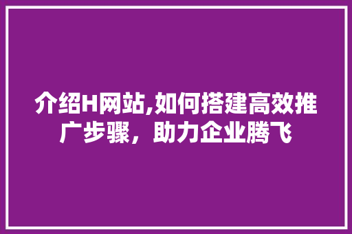 介绍H网站,如何搭建高效推广步骤，助力企业腾飞 介绍H网站,如何搭建高效推广步骤，助力企业腾飞 搜狗SEO