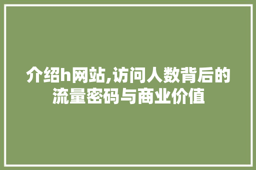 介绍h网站,访问人数背后的流量密码与商业价值 介绍h网站,访问人数背后的流量密码与商业价值 神马SEO