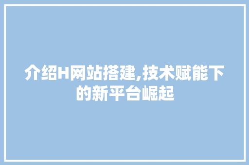 介绍H网站搭建,技术赋能下的新平台崛起