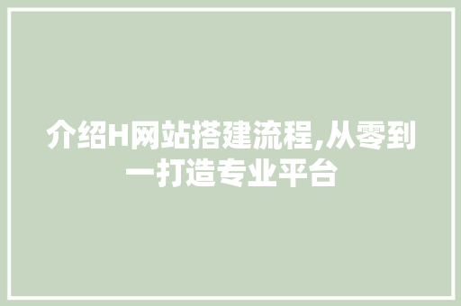 介绍H网站搭建流程,从零到一打造专业平台 介绍H网站搭建流程,从零到一打造专业平台 必应SEO