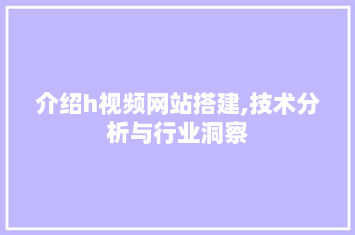 介绍h视频网站搭建,技术分析与行业洞察