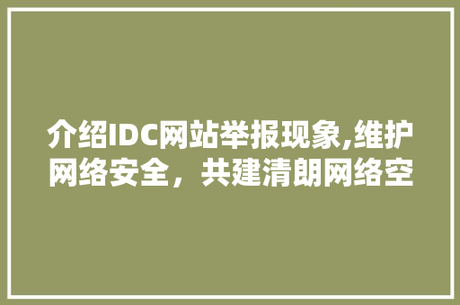 介绍IDC网站举报现象,维护网络安全，共建清朗网络空间 介绍IDC网站举报现象,维护网络安全，共建清朗网络空间 百度SEO