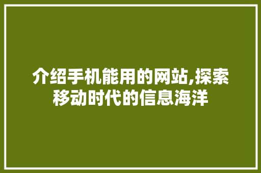 介绍手机能用的网站,探索移动时代的信息海洋 介绍手机能用的网站,探索移动时代的信息海洋 必应SEO
