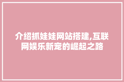 介绍抓娃娃网站搭建,互联网娱乐新宠的崛起之路 介绍抓娃娃网站搭建,互联网娱乐新宠的崛起之路 网站建设公司