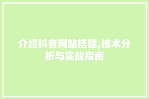 介绍抖音网站搭建,技术分析与实战指南 介绍抖音网站搭建,技术分析与实战指南 百度SEO