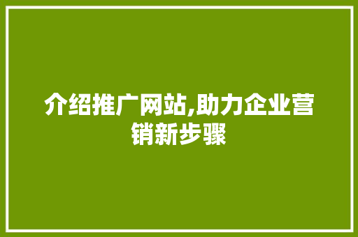 介绍推广网站,助力企业营销新步骤