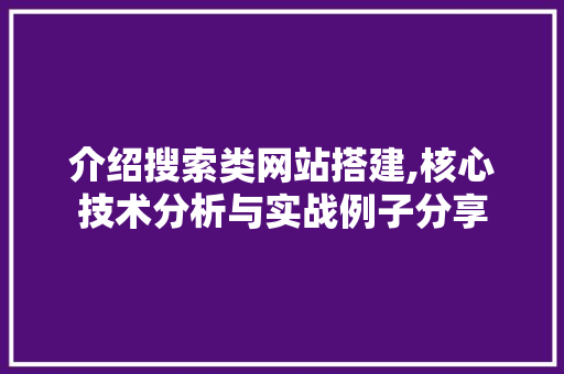 介绍搜索类网站搭建,核心技术分析与实战例子分享