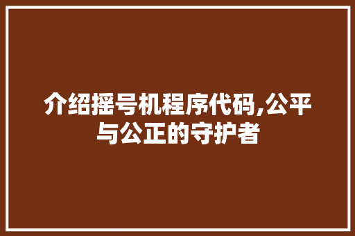 介绍摇号机程序代码,公平与公正的守护者 介绍摇号机程序代码,公平与公正的守护者 百度SEO