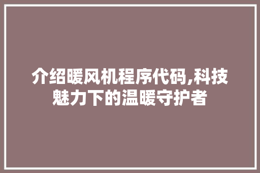 介绍暖风机程序代码,科技魅力下的温暖守护者 介绍暖风机程序代码,科技魅力下的温暖守护者 百度SEO