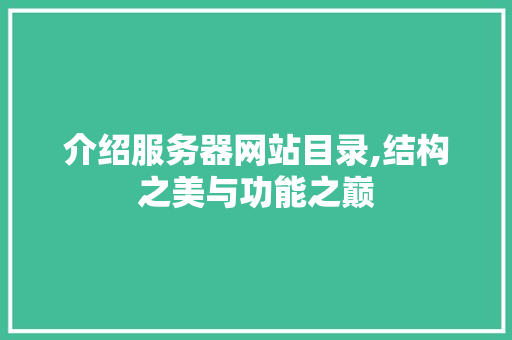 介绍服务器网站目录,结构之美与功能之巅 介绍服务器网站目录,结构之美与功能之巅 必应SEO