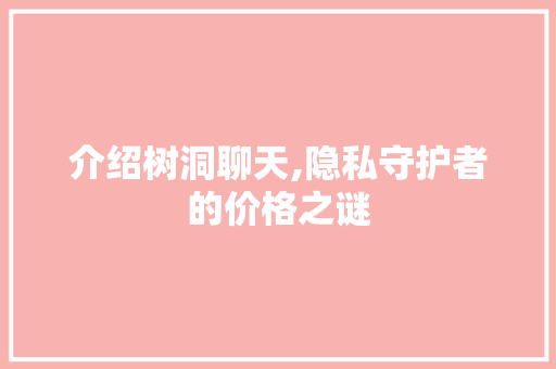 介绍树洞聊天,隐私守护者的价格之谜 介绍树洞聊天,隐私守护者的价格之谜 必应SEO