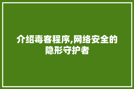 介绍毒客程序,网络安全的隐形守护者 介绍毒客程序,网络安全的隐形守护者 百度SEO