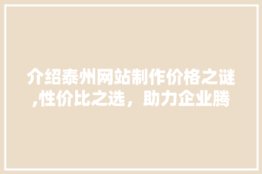介绍泰州网站制作价格之谜,性价比之选，助力企业腾飞 介绍泰州网站制作价格之谜,性价比之选，助力企业腾飞 神马SEO