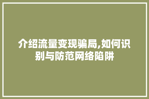 介绍流量变现骗局,如何识别与防范网络陷阱 介绍流量变现骗局,如何识别与防范网络陷阱 必应SEO