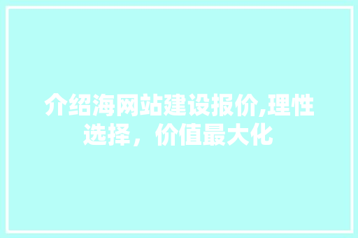 介绍海网站建设报价,理性选择，价值最大化