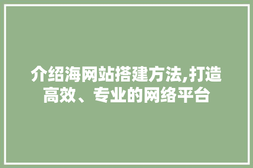 介绍海网站搭建方法,打造高效、专业的网络平台 介绍海网站搭建方法,打造高效、专业的网络平台 SEO关键词