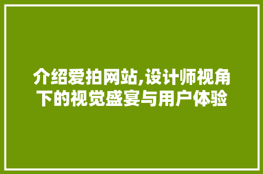 介绍爱拍网站,设计师视角下的视觉盛宴与用户体验 介绍爱拍网站,设计师视角下的视觉盛宴与用户体验 百度SEO