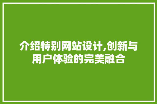 介绍特别网站设计,创新与用户体验的完美融合 介绍特别网站设计,创新与用户体验的完美融合 SEO关键词