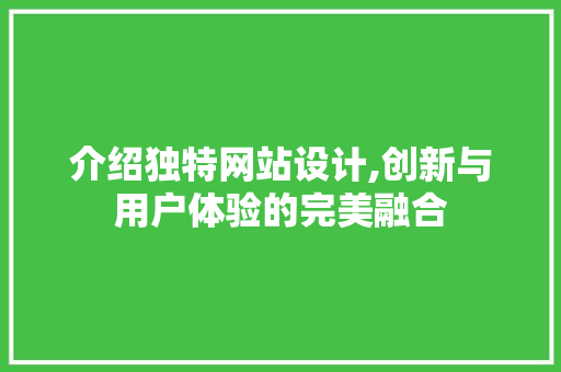 介绍独特网站设计,创新与用户体验的完美融合